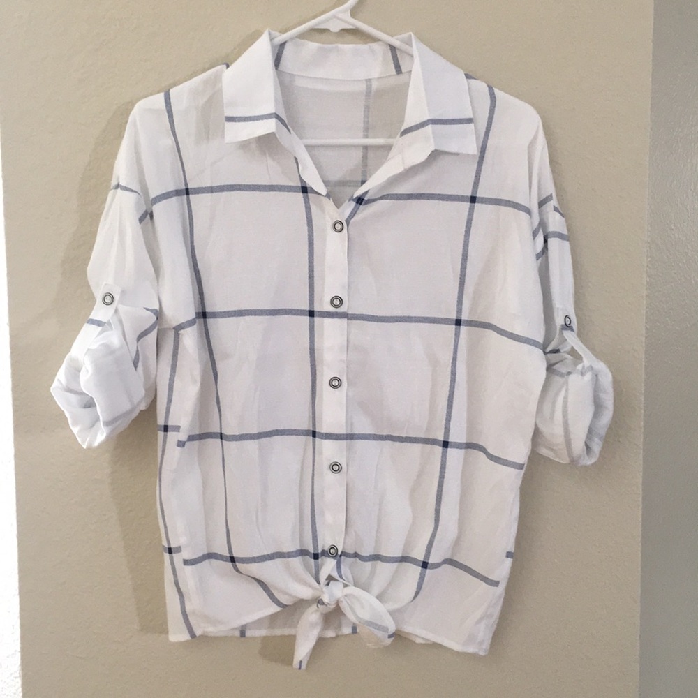 Women’s button down, waist tie Blouse